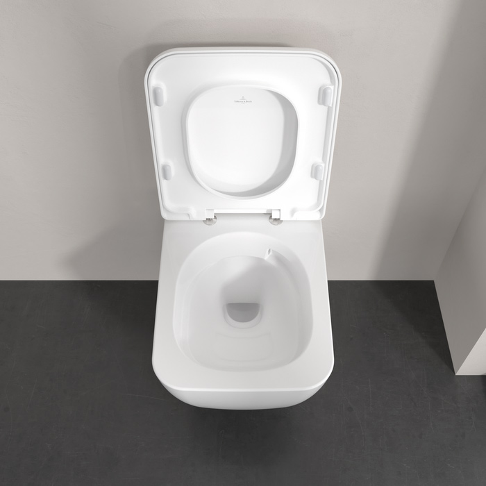 Villeroy&Boch Skyla Унитаз подвесной 37x53см, безободковый, смыв Tornado, сиденье SoftClosing, цвет: альпийский белый