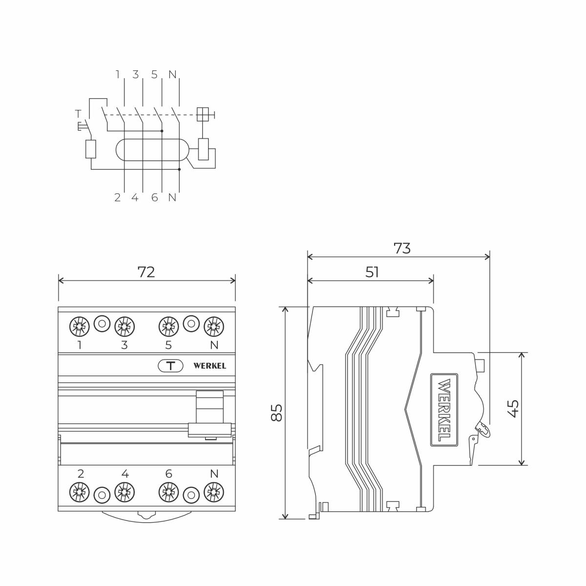 Устройство защитного отключения 3P+N 25 A 30 mА АС 6 kА Werkel W914P256 4690389193156 a062564
