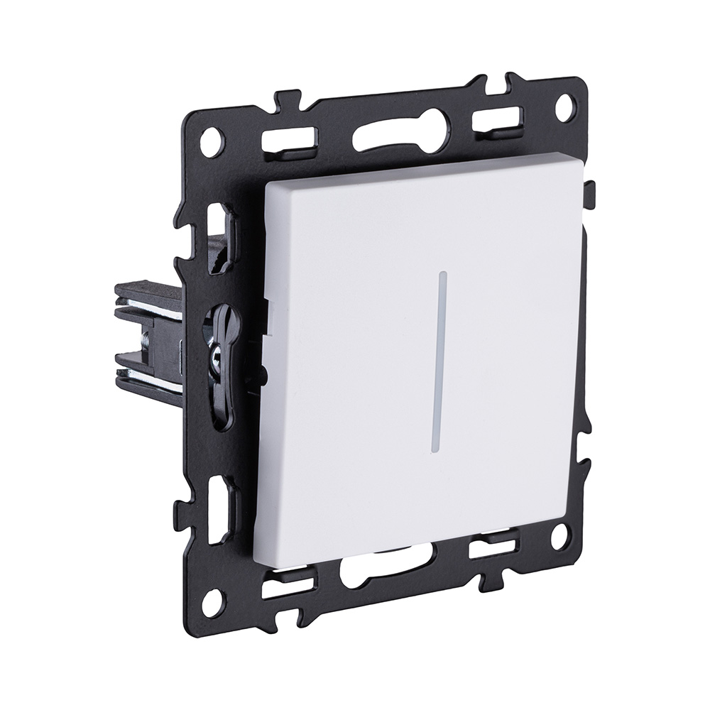 Выключатель 1-клавишный 10А/250В с LED подсветкой, белый Kollinger Asthetik AS-007WH