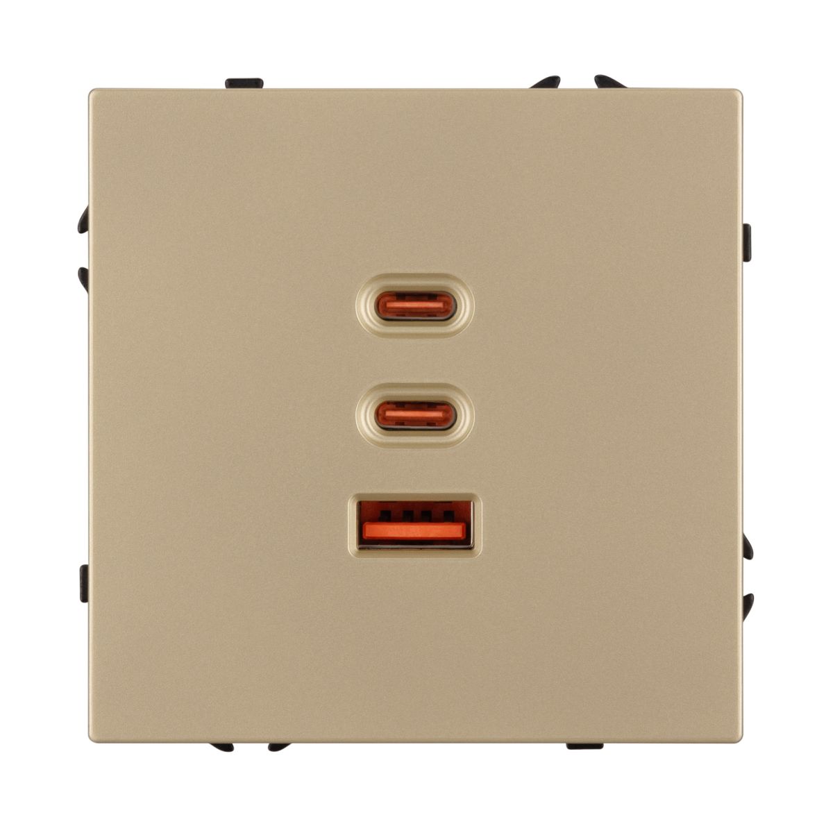 USB Розетка тип А+С+С софт-тач золотой песок Arlight SCT-MUACC-SFPL-FC-GD (65W, QC3) 061836(1)