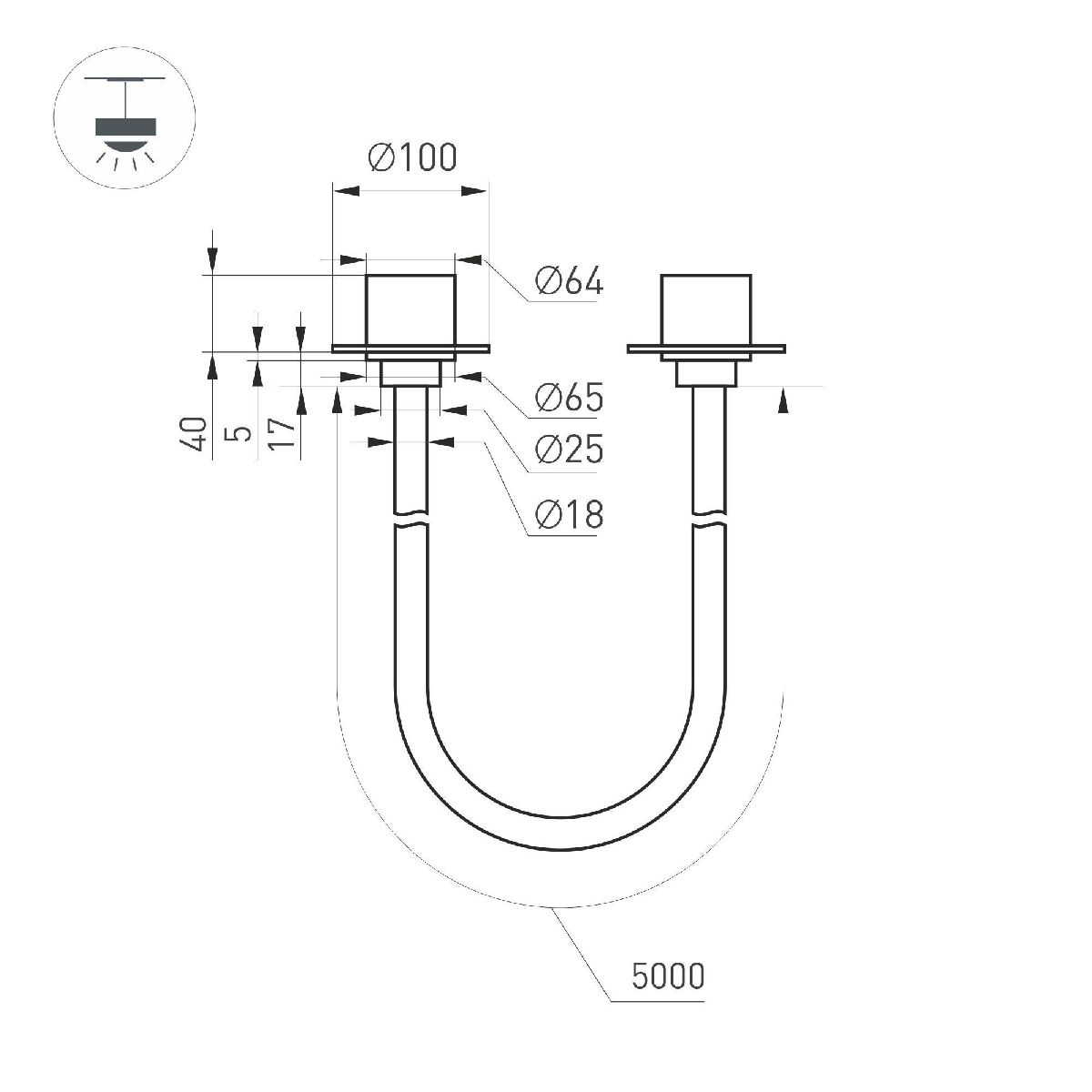 Подвесной светильник Arlight SP-TROPIC-BUILT-TRIMLESS-R18-L5000-58W Day4000 (BK, 360 deg, 230V) 043387