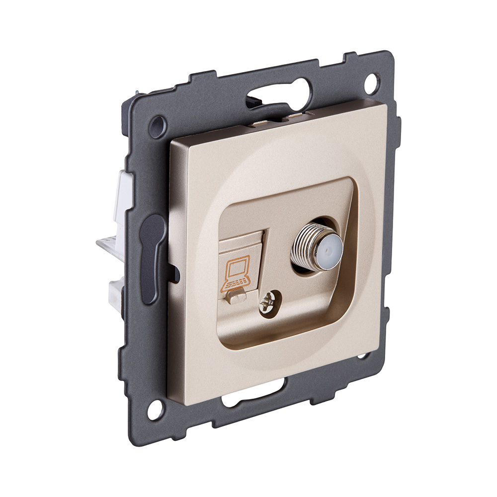Розетка двойная спутниковая SAT + RJ45 Cat.6, золотой Kollinger REA-014GD для Aspekt, Eleganz, Reflex