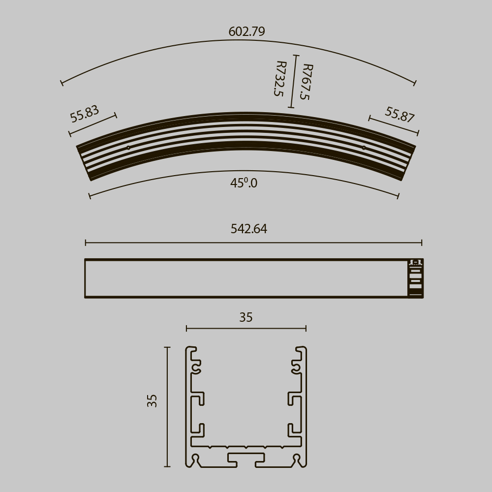 Радиусный профиль Maytoni Led strip ALM-3535R-B-D-45°-1.5M