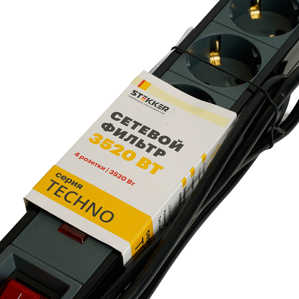 Сетевой фильтр 3-местный с/з Stekker Techno HM22-31-02 50153