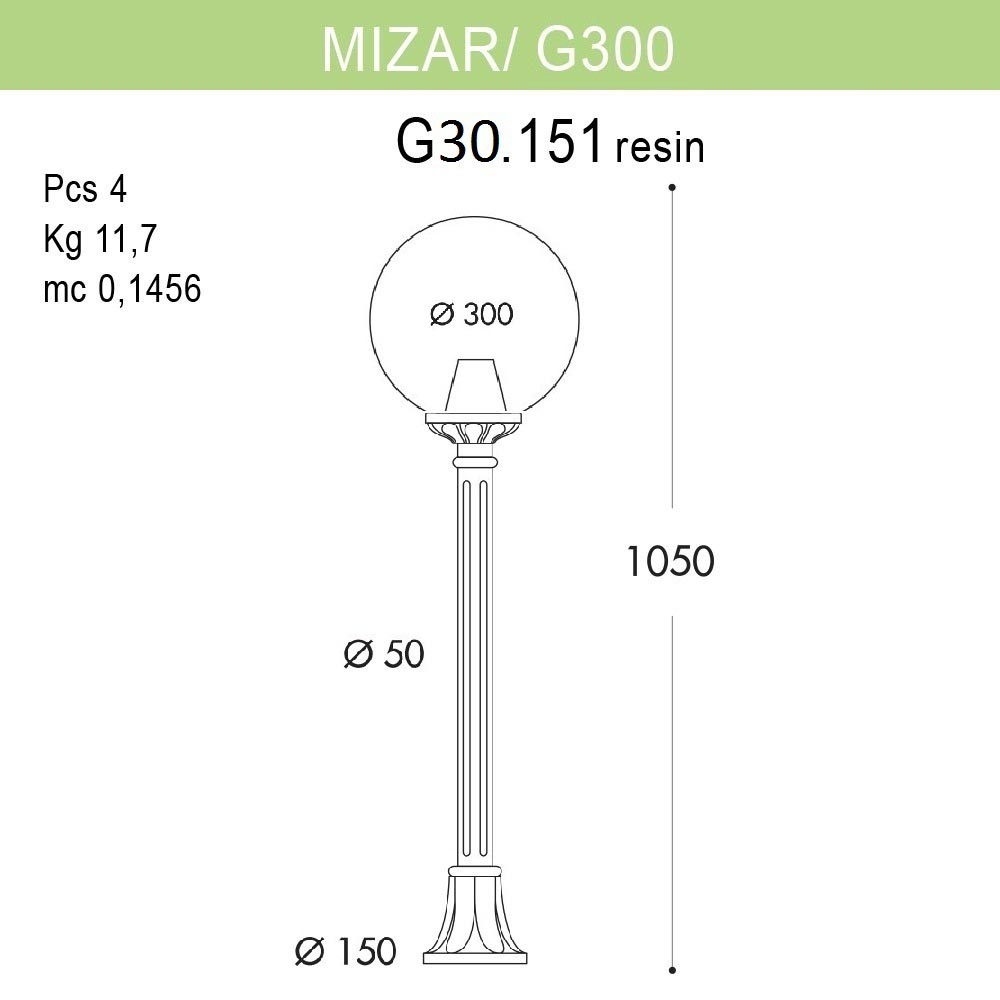 Уличный светильник Fumagalli Mizar.R/G300 G30.151.000.BZE27