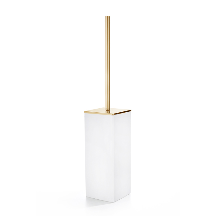 3SC Mood White Туалетный ёршик, напольный, композит Solid Surface, цвет: белый матовый/золото 24к.