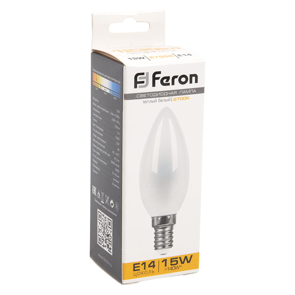 Лампа светодиодная Feron LB-717 Свеча E14 15W 2700K 38255