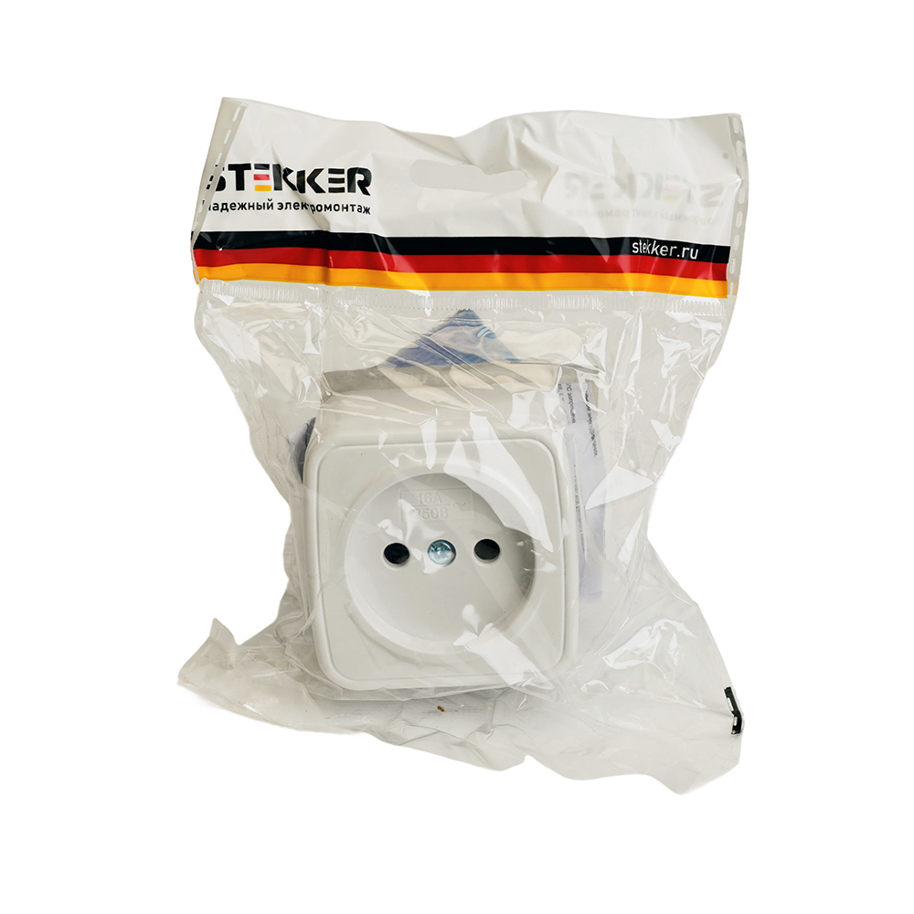 Розетка накладная 1-местная Stekker Basic PST10-501-20 50074