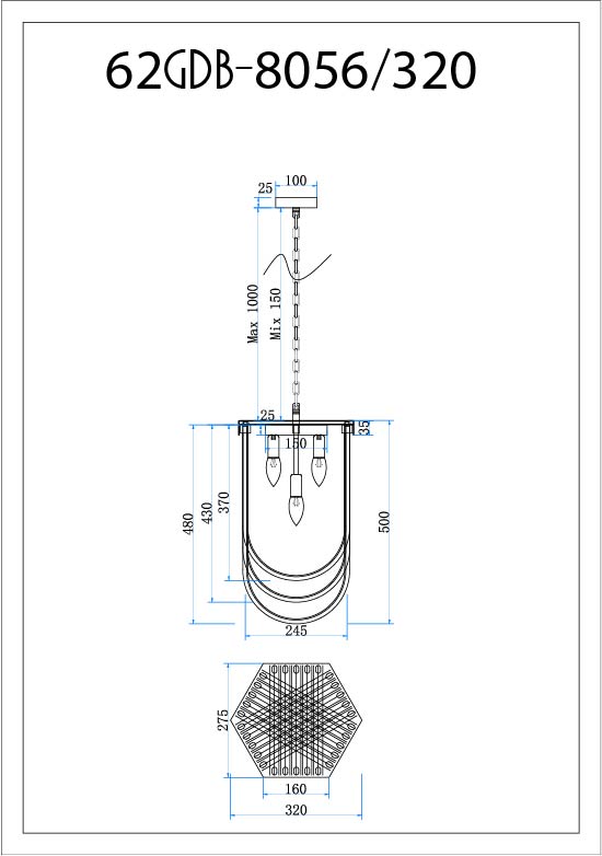Подвесная люстра Garda Decor 62GDM-8056-320