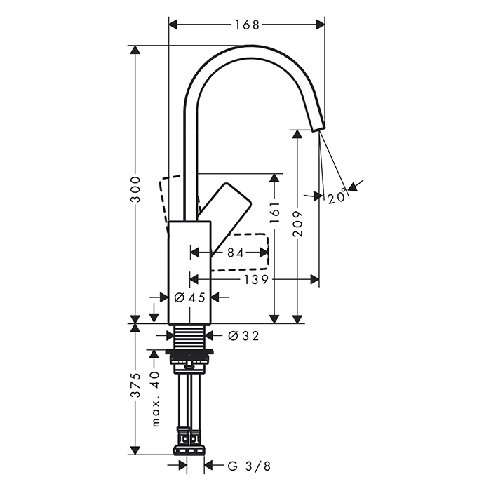 Hansgrohe Vivenis Смеситель для раковины 210, на 1 отв., с поворотным изливом, цвет: белый матовый