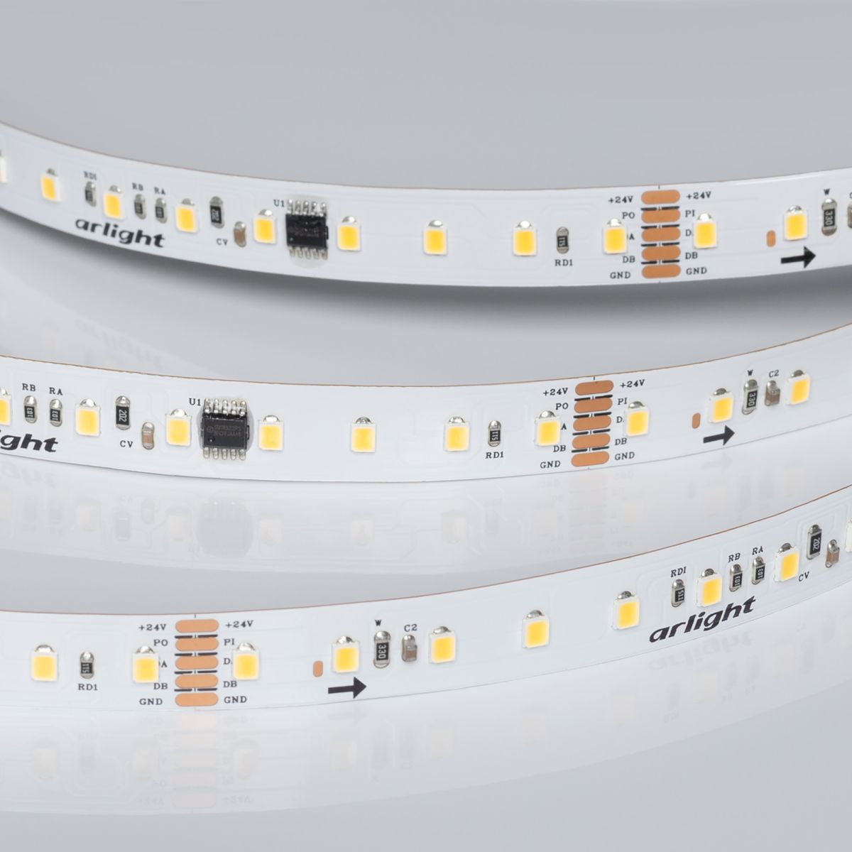 Светодиодная лента Arlight DMX-A96-12mm 24V Warm3000-PX12 (14 W/m, IP20, 5m) (CRI>90) 058173