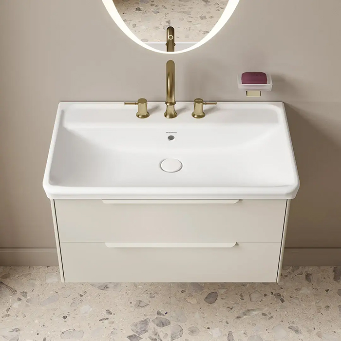 Kerama Marazzi Elegance Тумба подвесная 80см, 2 ящика, цвет: жемчужный лён