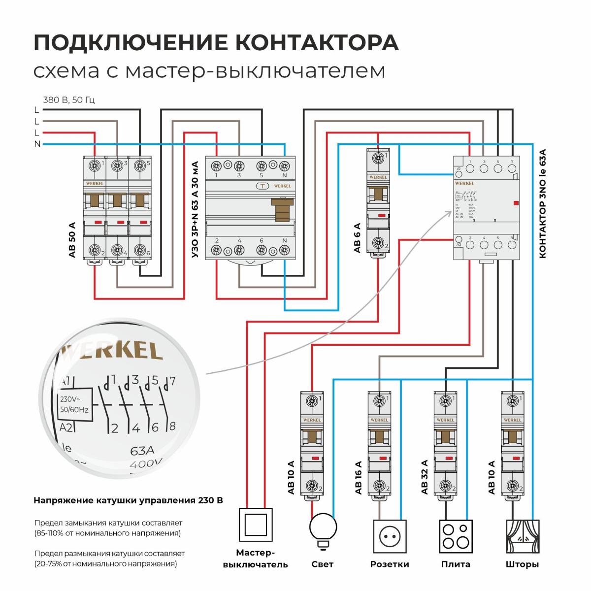 Контактор модульный Werkel W943M63O 4690389212130 a069478