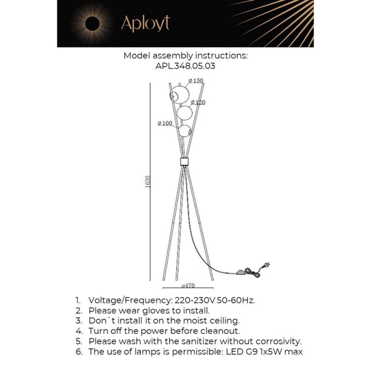 Торшер Aployt Maja APL.348.05.03