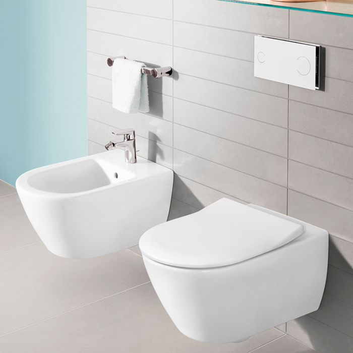 Villeroy&Boch Subway 2.0 Сиденье для унитаза SlimSeat, QuickRelease, SoftClosing, цвет: белый/нержавеющая сталь