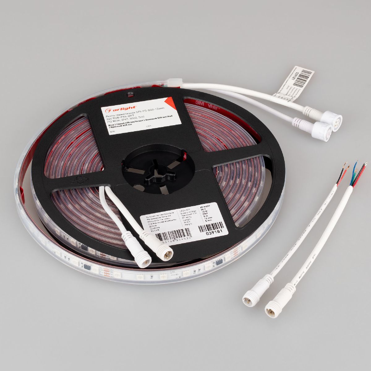Светодиодная герметичная лента Arlight SPI-PS-B60-12mm 24V RGB-PX6-BPT (12 W/m, IP67, 5060, 5m) 039181