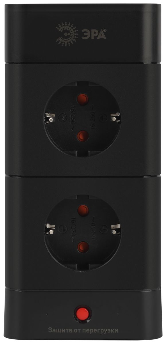 Сетевой фильтр ЭРА TWR-8es-1,5m-4USB-B башня с защитой заземлением с выключателем 8 розеток+4xUSBA+C 1,5м 16А черный Б0069072