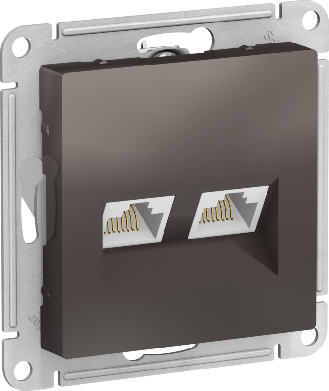Розетка двойная компьютерная мокко RJ45+RJ45 Schneider Electric Atlas Design ATN000685