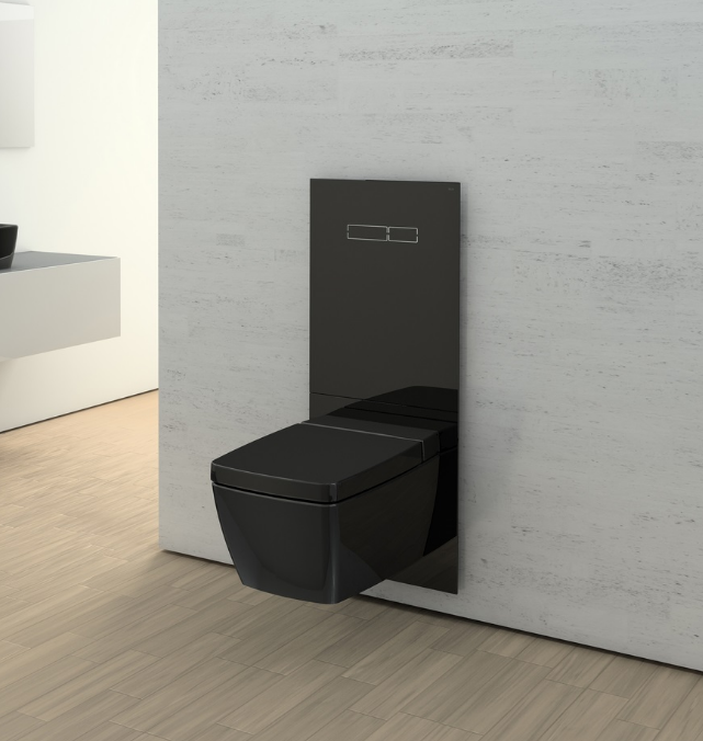 TECELux для установки унитаза -биде (Geberit Aquaclean Sela)) с верхней панелью из черного стекла с сенсорным блоком управления sen-Touch и нижней панелью стекло черное