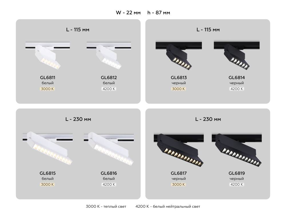 Трековый однофазный светильник Ambrella Light Track System GL6812