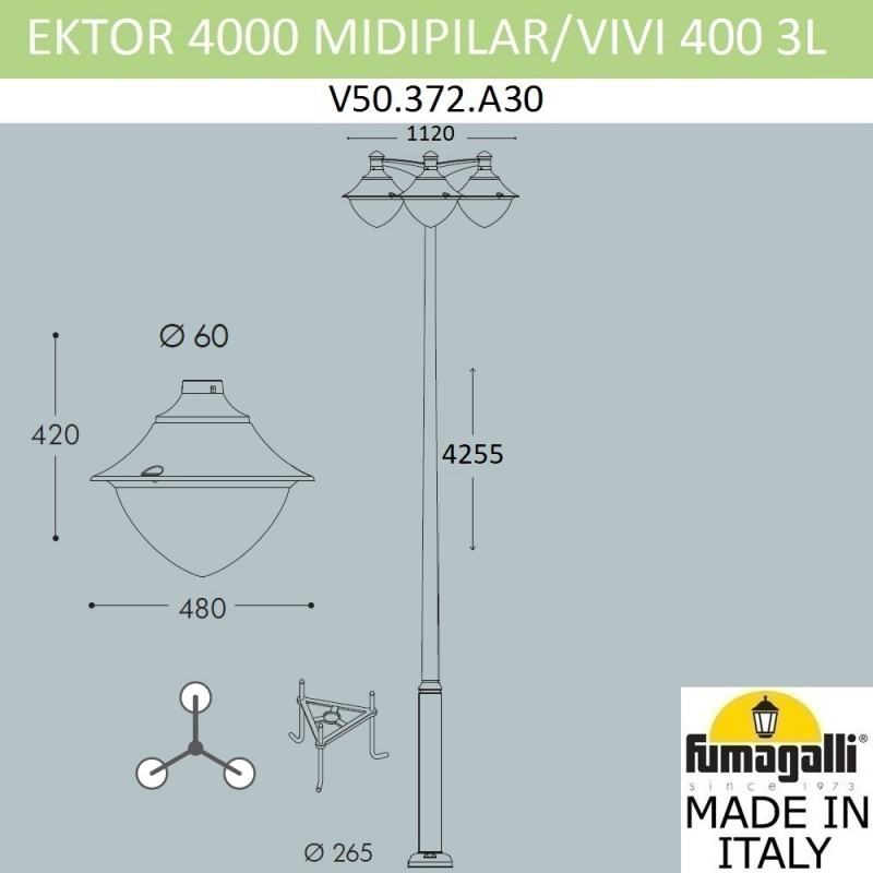 Садовый светильник Fumagalli V50.372.A30.LXH27