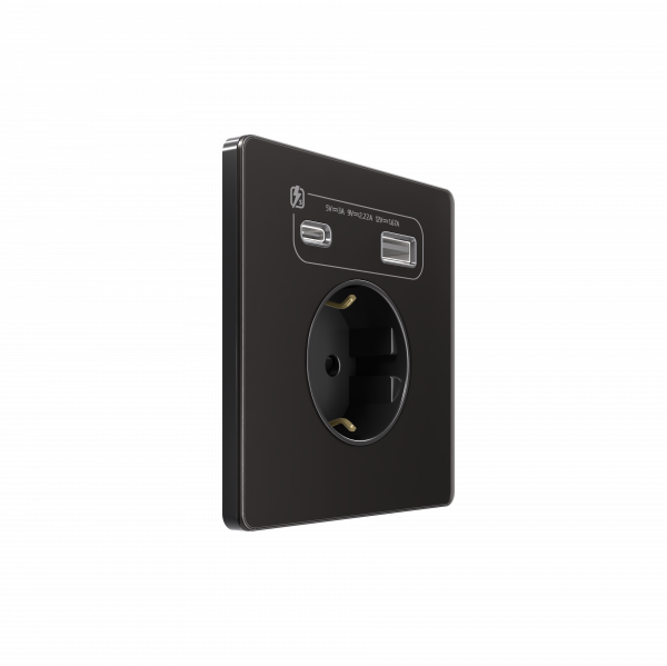 Розетка с заземлением со шт. с USB А+С 20Вт Systeme Electric Systeme Infinity Полярная ночь FSE001032