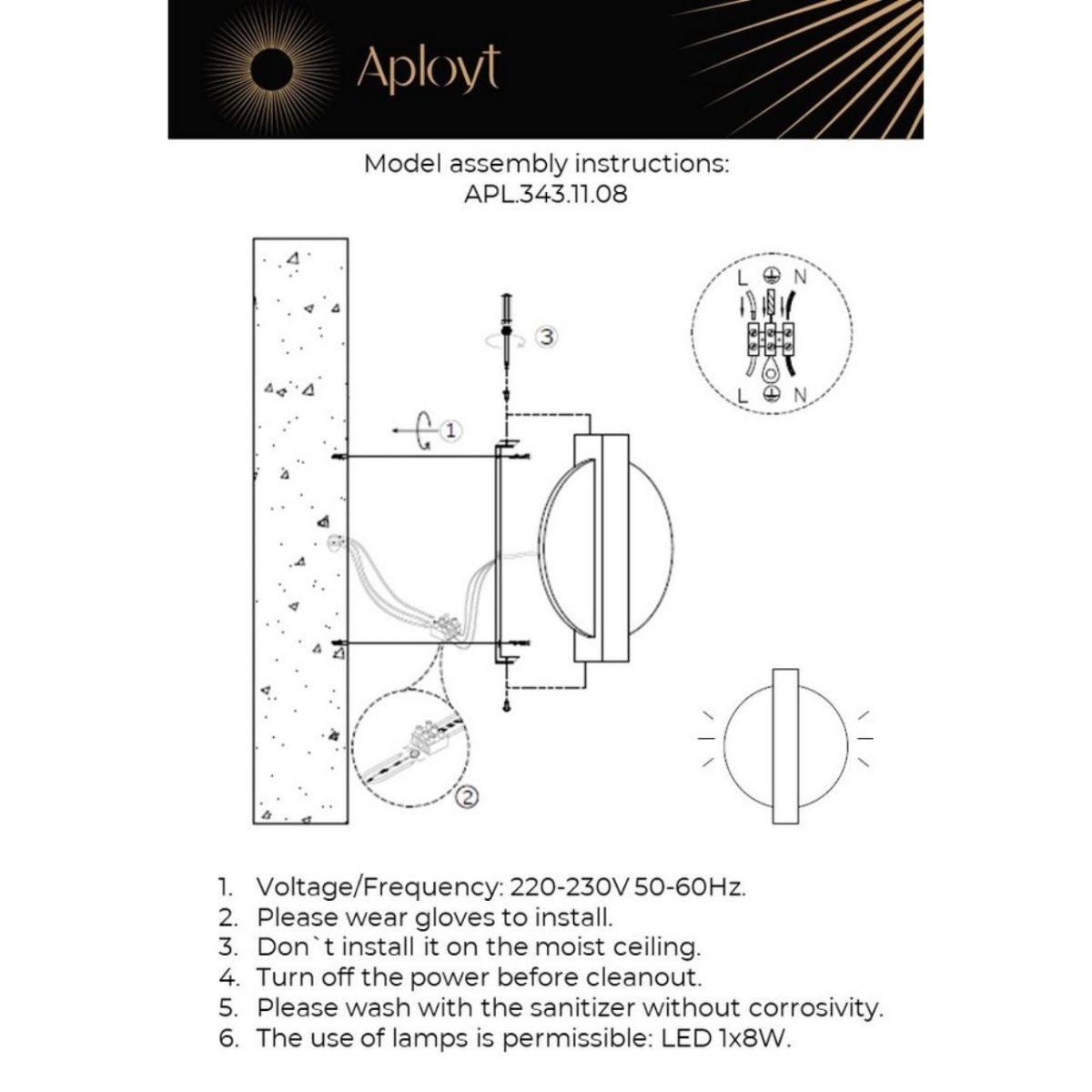 Настенный светильник Aployt Abeliya APL.343.11.08