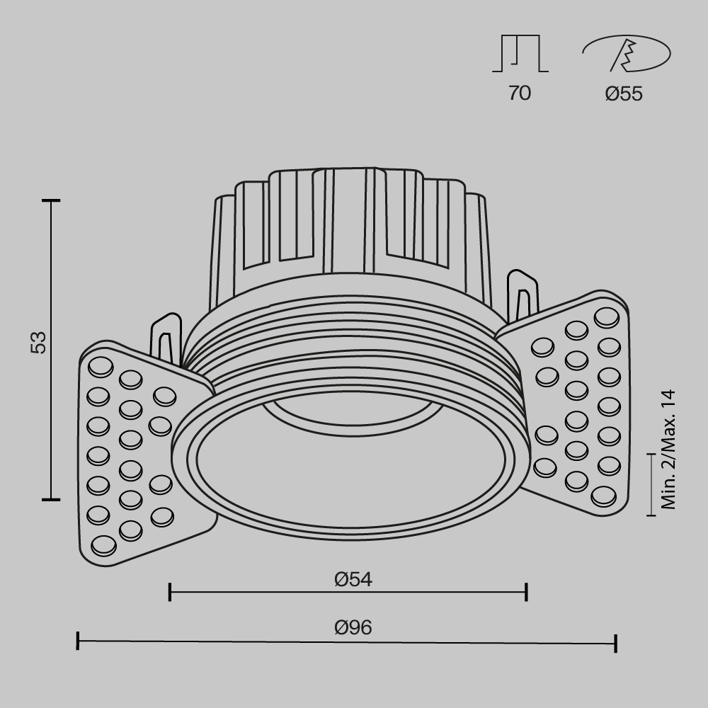 Встраиваемый светильник Maytoni Round DL058-7W3K-TRS-BS