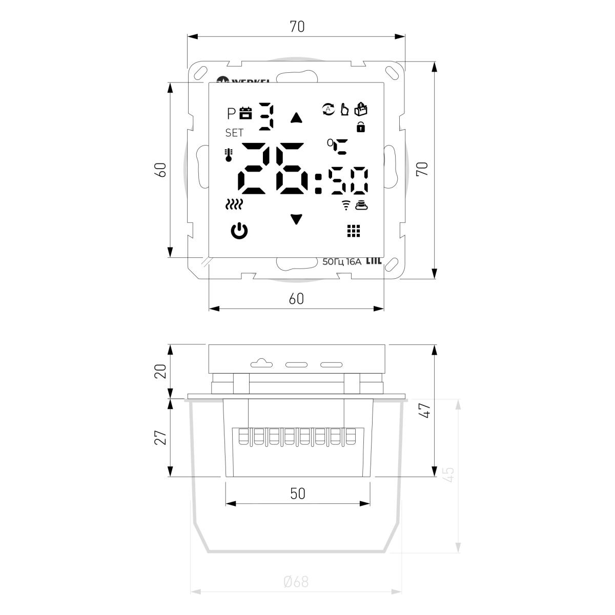 Умный сенсорный терморегулятор для теплого пола Werkel 4690389201165 W1151217 a065138