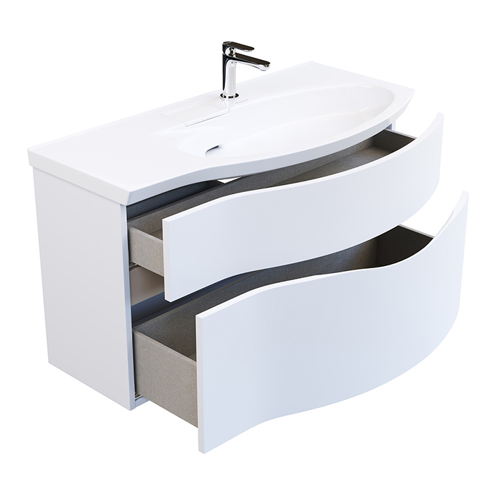 Kerama Marazzi Riva Тумба подвесная 100см, правая, с раковиной, цвет: белый матовый