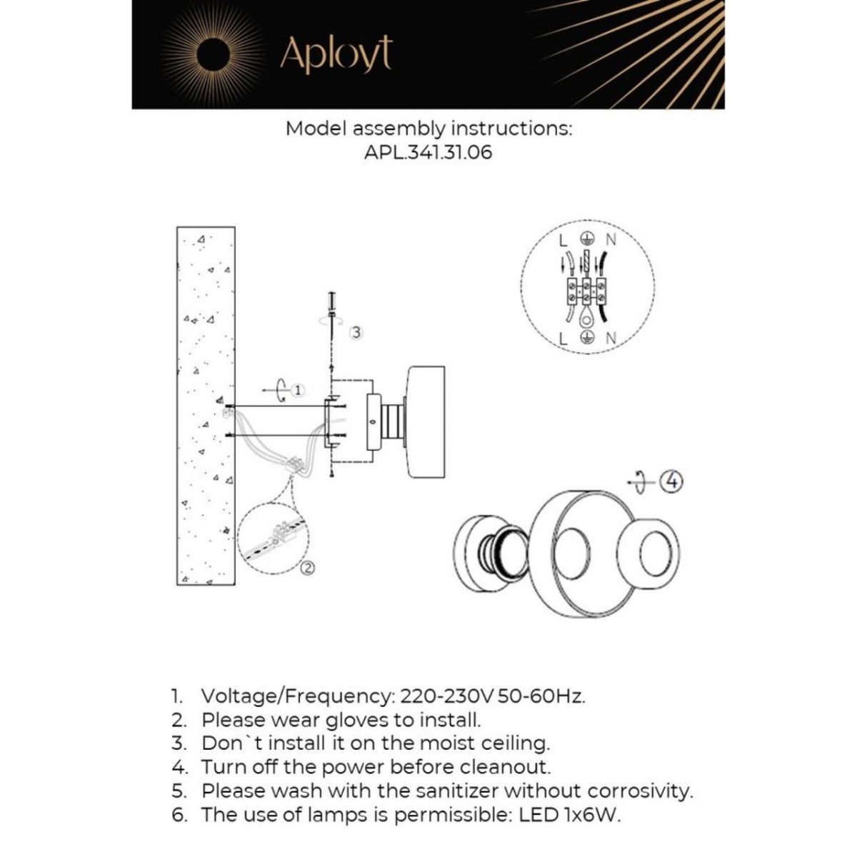 Настенный светильник Aployt Eloiza APL.341.31.06
