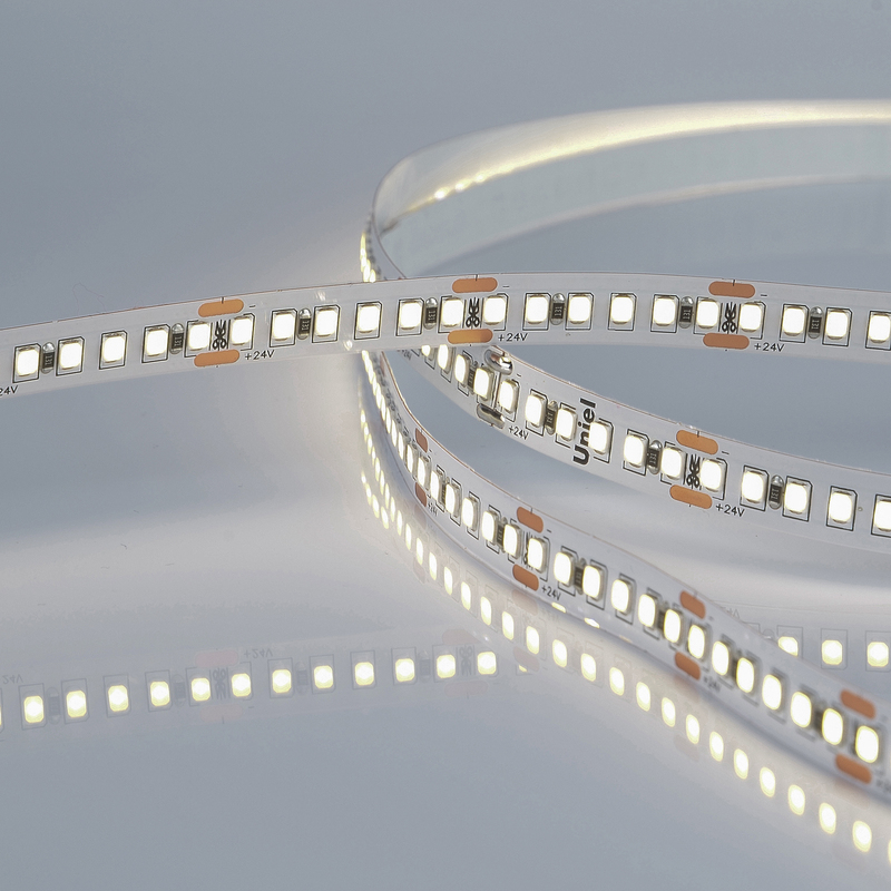 Светодиодная лента Uniel ULS-2835-180LED/m-10mm-IP20-DC24V-17W/m-5M-4000K катушка в герметичной упаковке