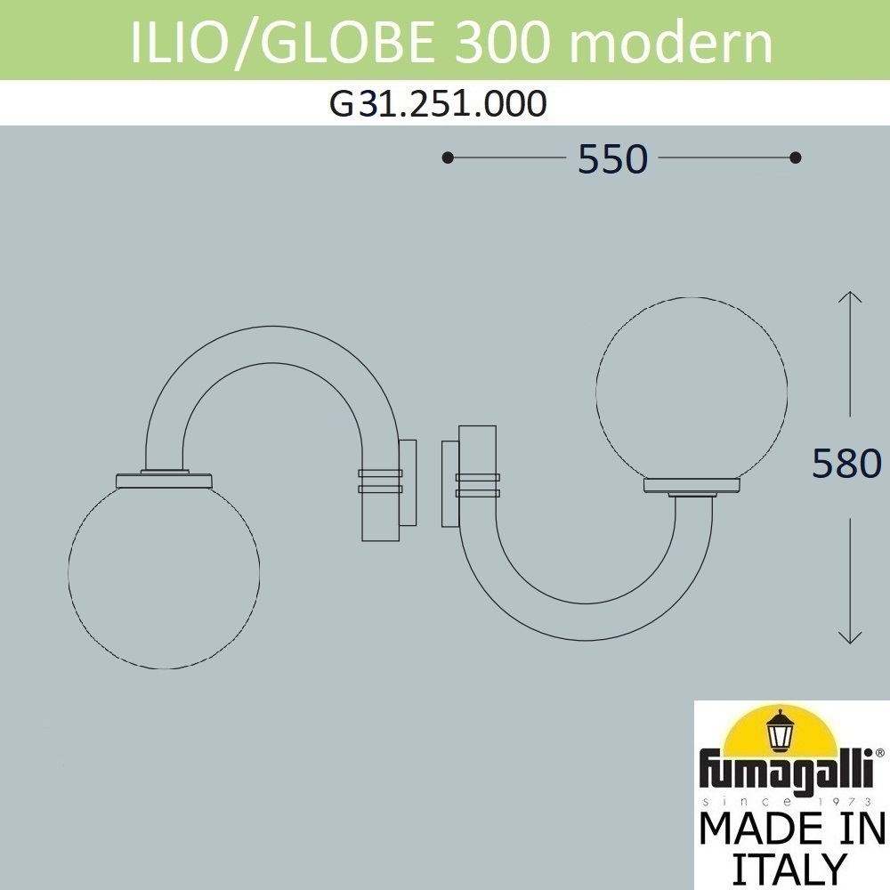 Уличный настенный светильник Fumagalli Globe modern G31.251.000.AZE27