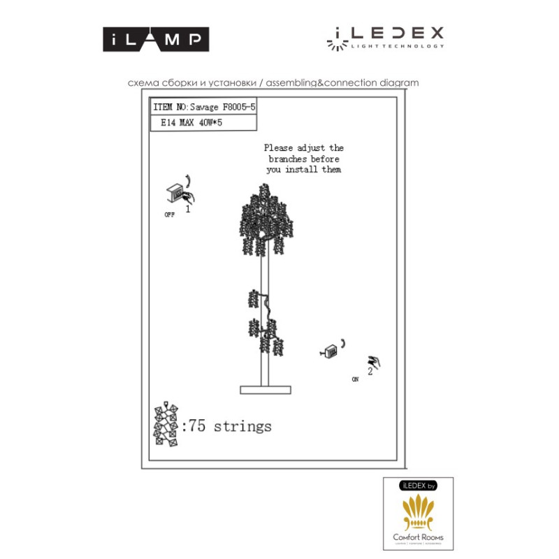 Торшер iLamp Savage F8005-5 GD