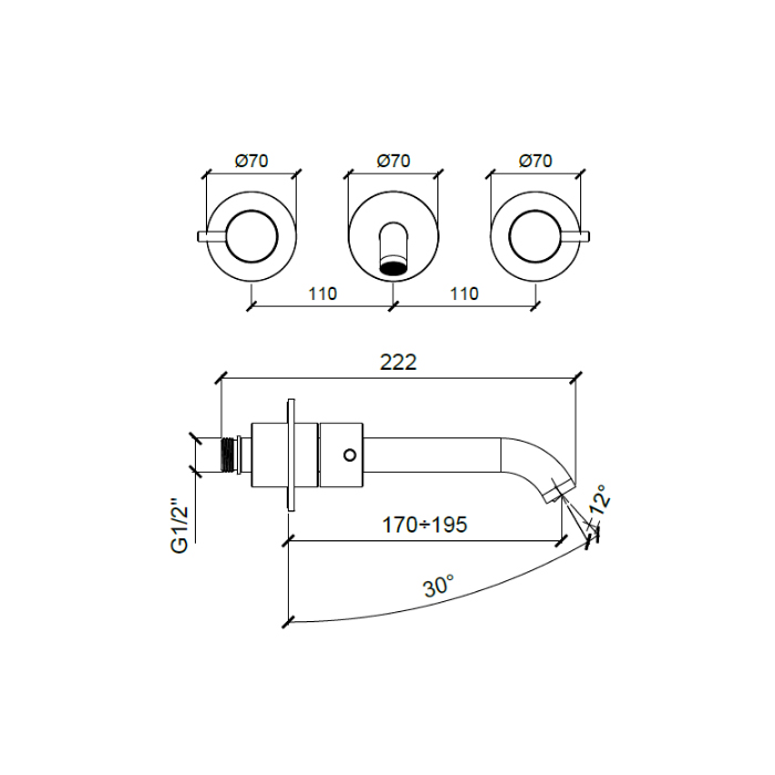 Almar Mixers Смеситель для раковины, настенный, цвет: никель брашированный