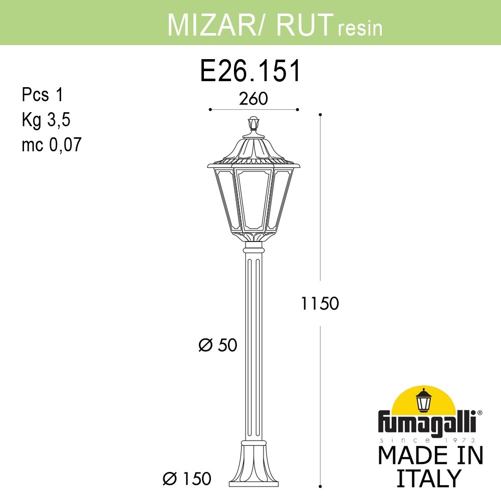 Ландшафтный светильник Fumagalli MIZAR.R/RUT E26.151.000.WXE27