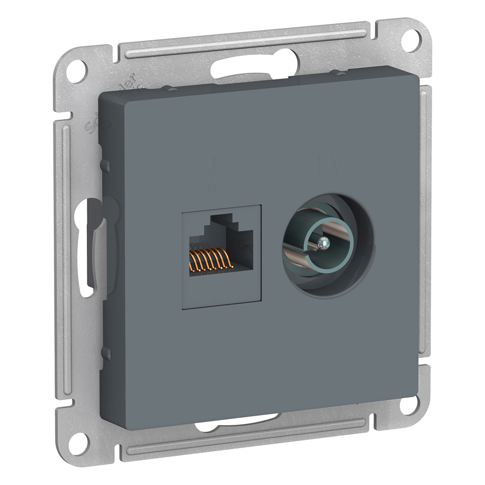 Розетка двойная комп+ТВ, RJ45+TV, кат.5E Systeme Electric AtlasDesign Грифель ATN000789