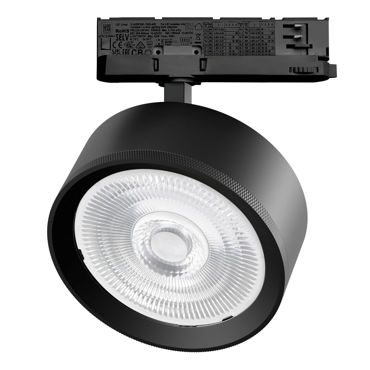 Трековый трехфазный светильник Quattro LED 60G с адаптером Lightstar Alta Pro A5747QT60G (215747 + 594047 + 215704)