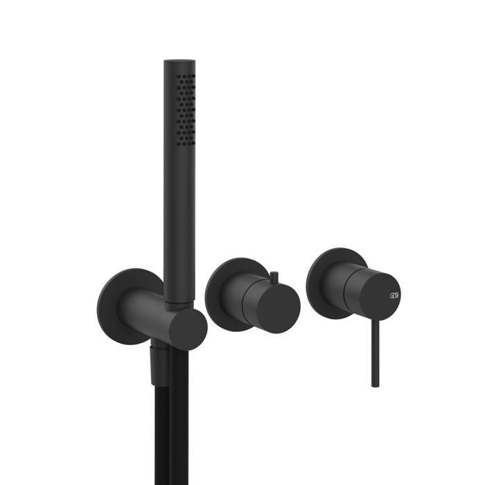 Gessi 316 Смеситель для душа, встраиваемый, на 2 источника. с подводом воды, ручной лейкой, цвет: Black XL