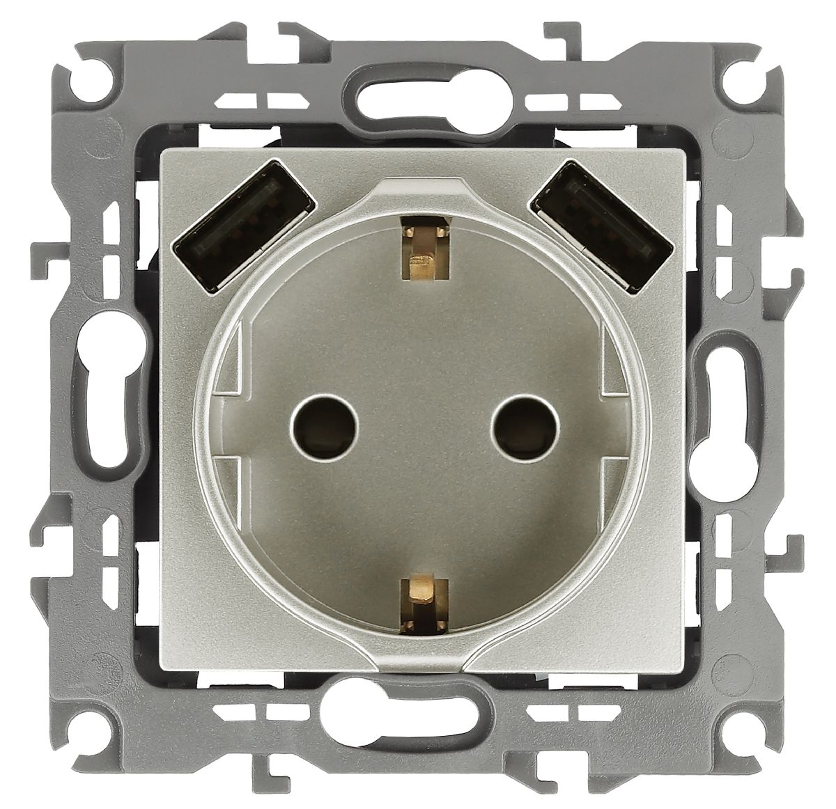 Розетка 2P+E со шторками и 2xUSB Эра 12-4109-15 Б0047849