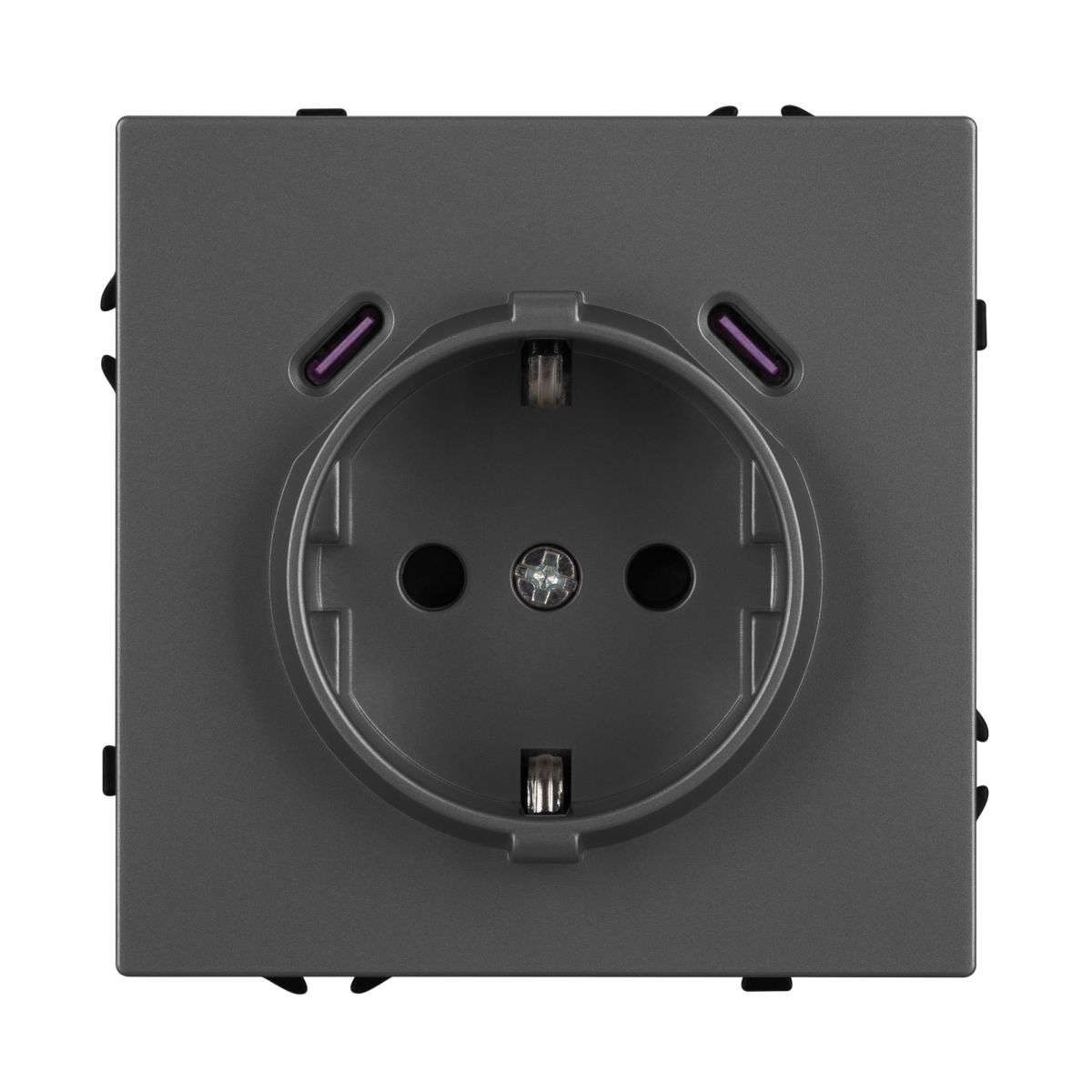 Розетка зк со шторками с USB тип C+С софт-тач серый базальт Arlight SCT-MUCC-SFPL-GR (250V, 16A) 061816(1)