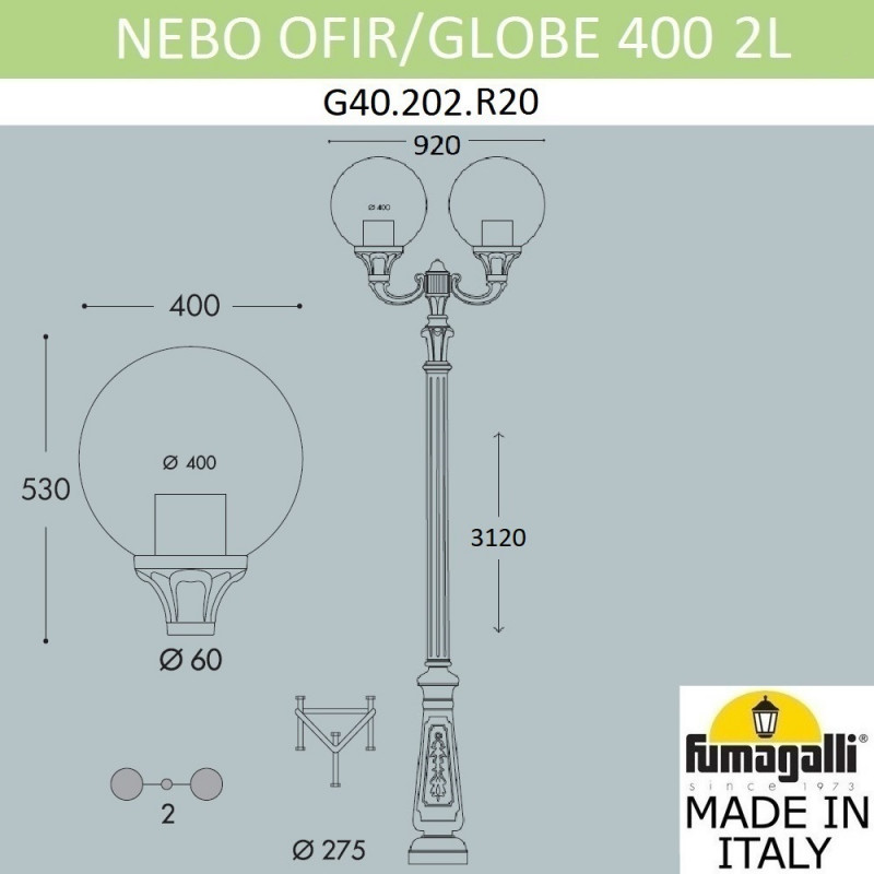 Садовый светильник Fumagalli G40.202.R20.AYE27