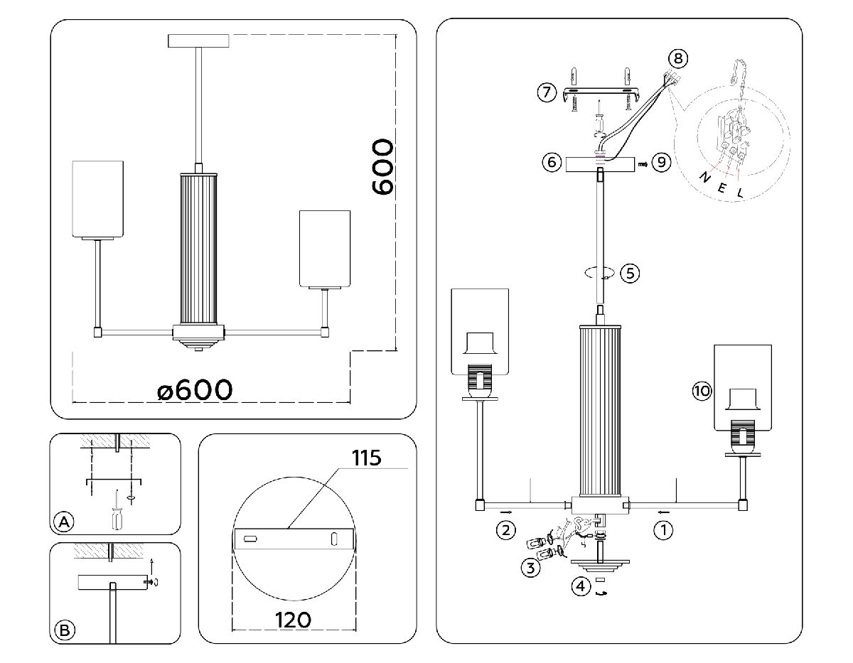 Люстра на штанге Ambrella Light High Light Modern LH56211