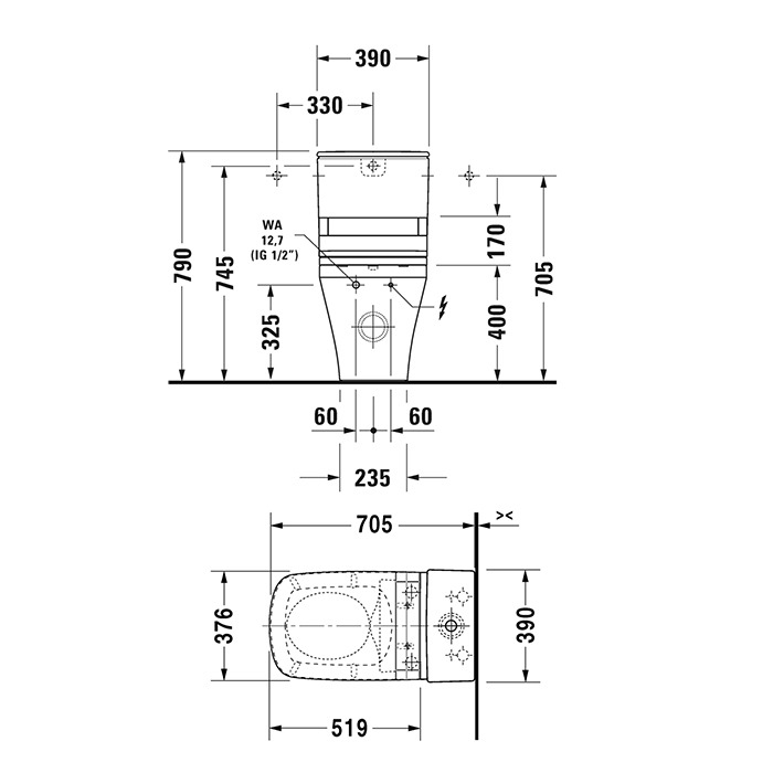 Duravit DuraStyle SensoWash Унитаз-моноблок, с вертикальным смывом, SensoWash, WonderGliss, цвет: белый
