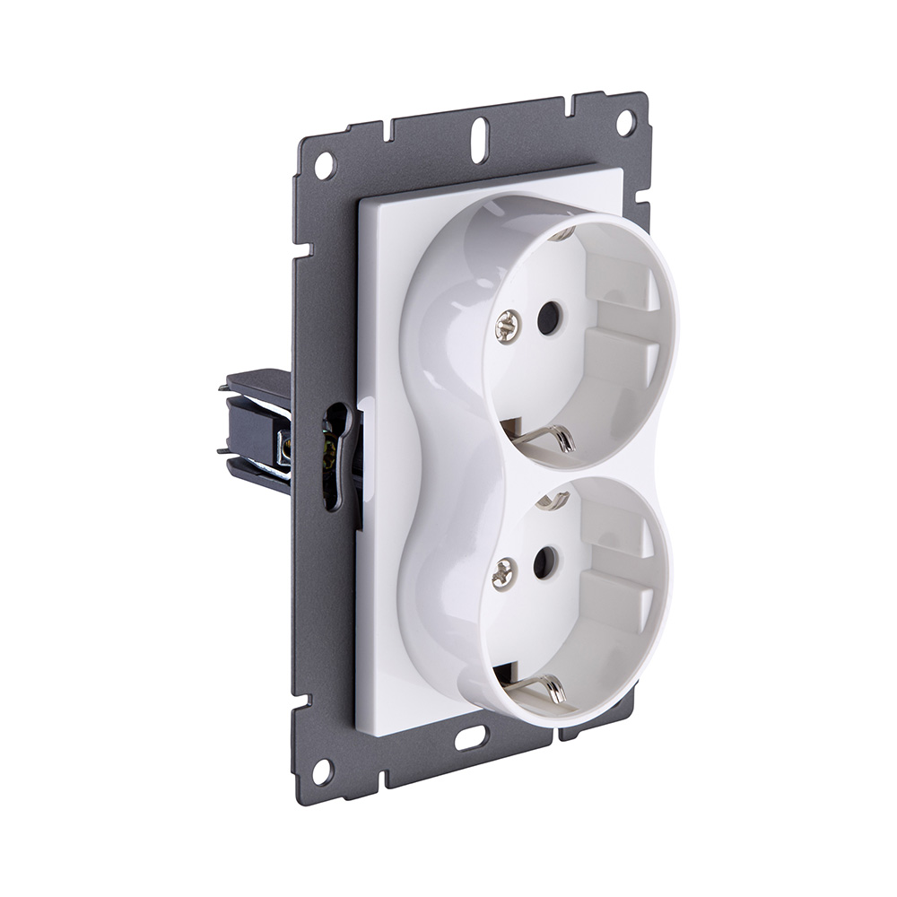 Розетка штепсельная SCHUKO двойная 16A/250 В, белый Kollinger REA-032WH для Aspekt, Eleganz, Reflex