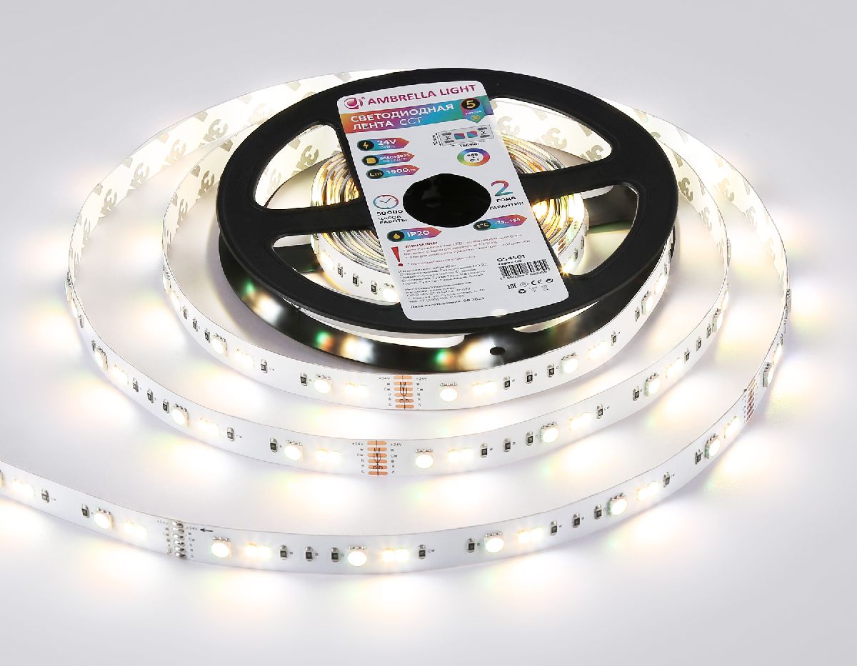 Светодиодная лента Ambrella Light LED Strip 24В 5050+2835 13Вт/м RGB+3000-6500K 5м IP20 GS4501