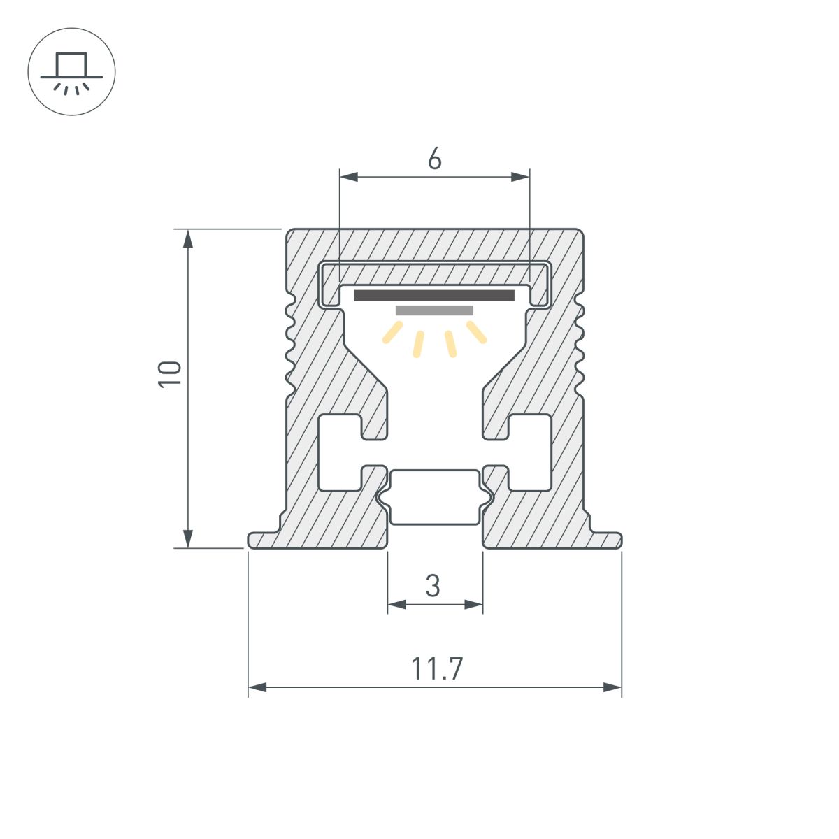 Профиль с экраном Arlight SL-MINI-3-H10-F12-2000 IRON GREY (Алюминий+пластик) 055322