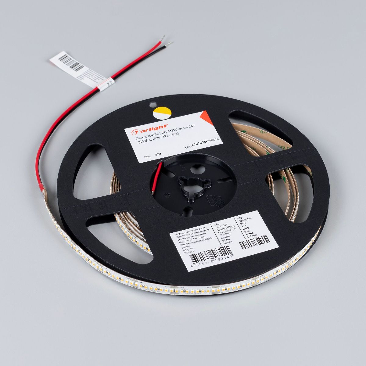 Светодиодная лента Arlight MICROLED-M320-8mm 24V Warm3500 (8 W/m, IP20, 2216, 5m) 047864