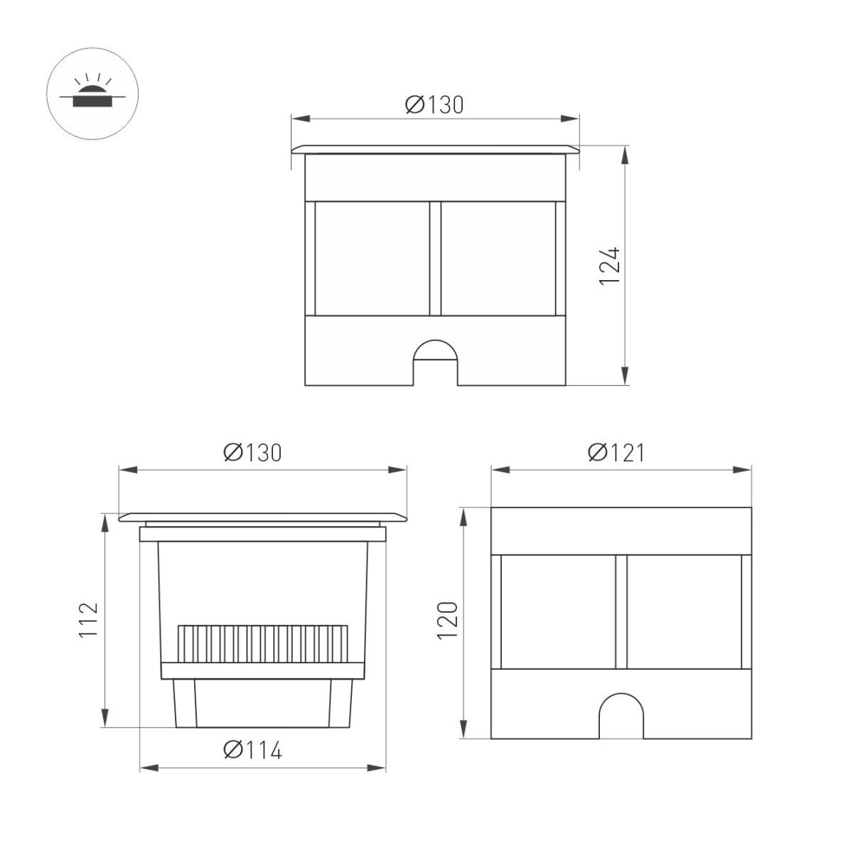 Ландшафтный светильник Arlight LTD-DAFNA-GROUND-R130-11W Day4000 (SL, 35 deg, 230V) (IP67 Металл) 061187