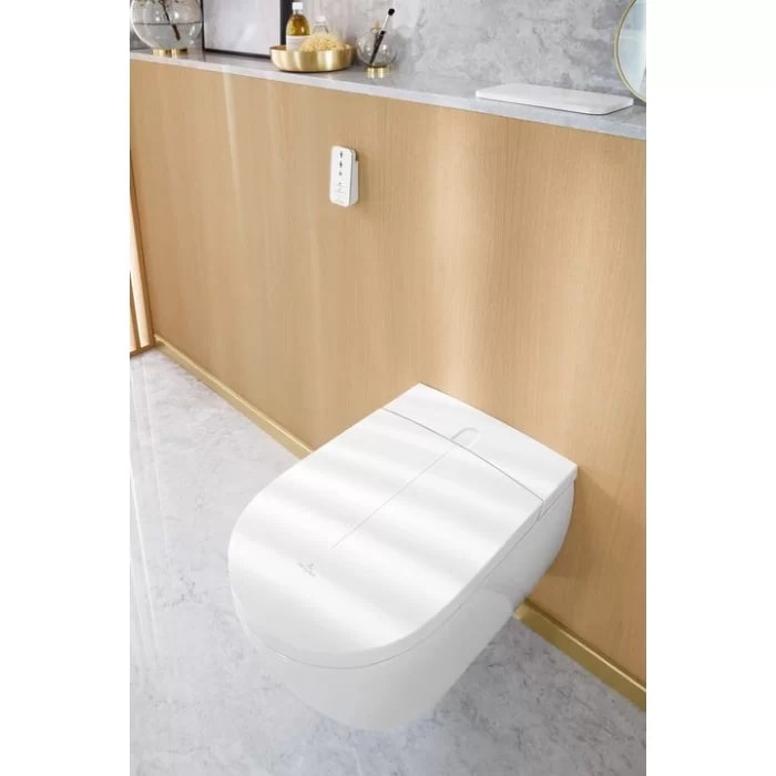 Villeroy&Boch Viclean Унитаз-биде 38.5х59.5х36см., подвесной, в комплекте с сиденьем, покрытие CeramicPlus, цвет: альпийский белый